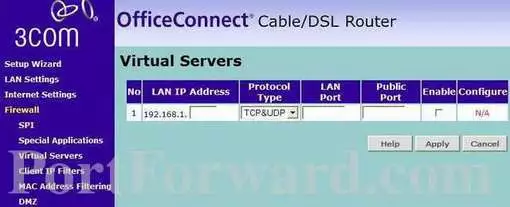 3com 3CR858-91 port forward