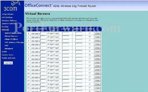 3com 3CRWE754G72 port forward