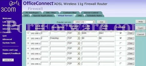 3com WL522 port forward