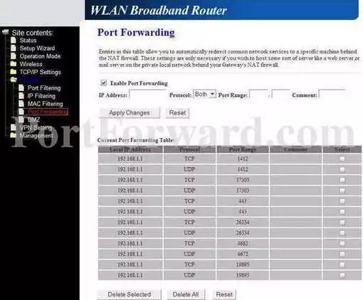 A-Link WL54AP2 port forward