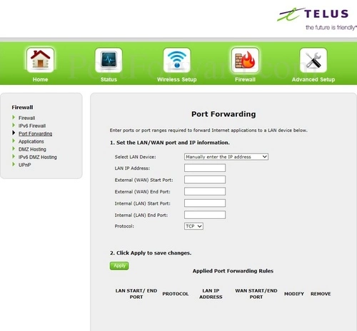 Actiontec T1200H Port Forwarding