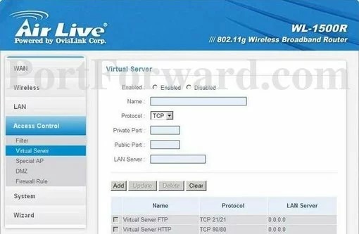 AirLive WL-1500R port forward