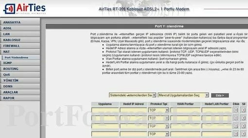 AirTies RT-205 port forward