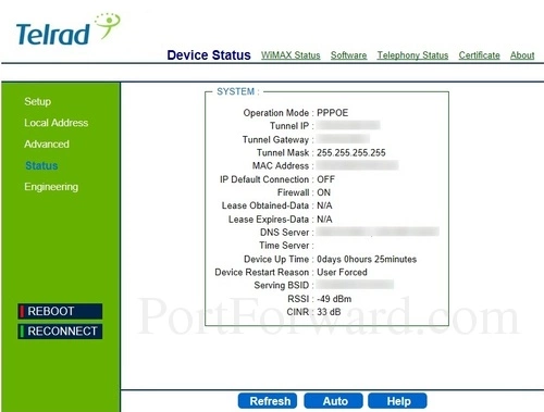 Alvarion BMAX-6000 - Telrad Device Status