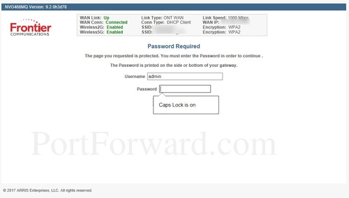 Arris NVG468MQ Login