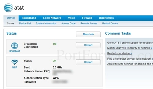 Arris NVG595-ATnT Device Status