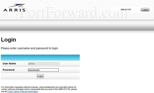 Arris SBR-AC1750 Login