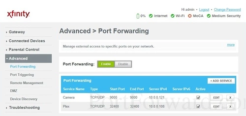 Arris TG1682G Port Forwarding