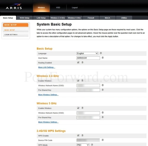 Arris TG2472G System Basic Setup