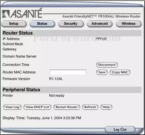 Asante FR1004FriendlyNet port forward