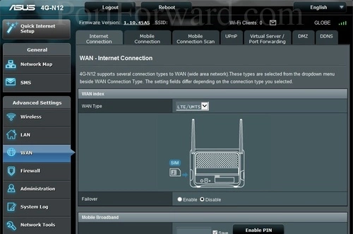 Asus 4G-N12 Internet Connection