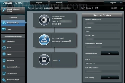 Asus 4G-N12 Network Map