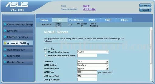 Asus DSL-N10E port forward