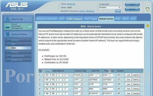 Asus DSL-N11 port forward