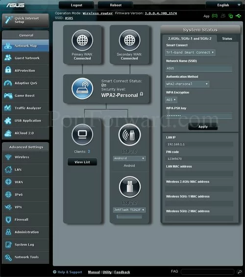 Asus RT-AC1200 Network Map