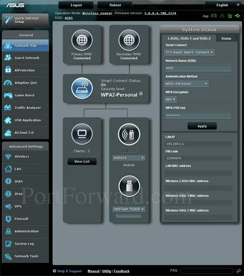 Asus RT-AC1900 Network Map