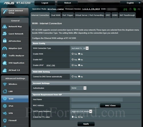 Asus RT-AC3200 Internet Connection