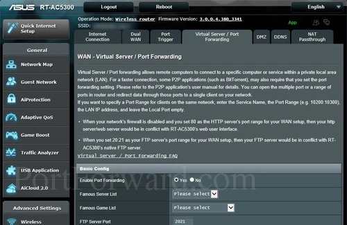Asus RT-AC5300 Virtual Server Port Forwarding