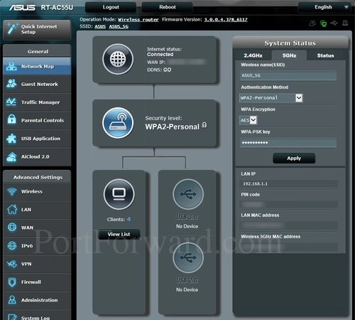 Asus RT-AC55U Network Map