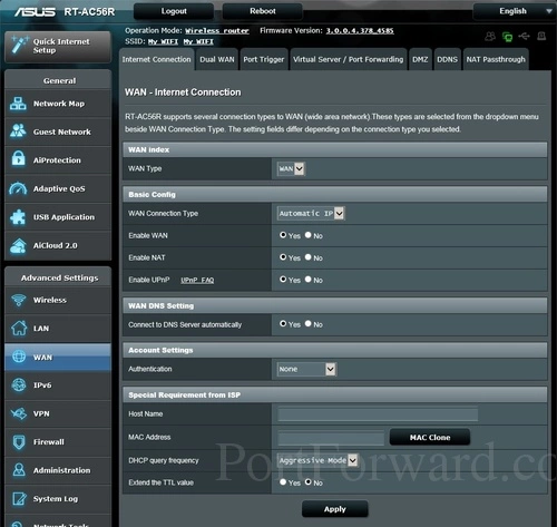 Asus RT-AC56R Internet Connection