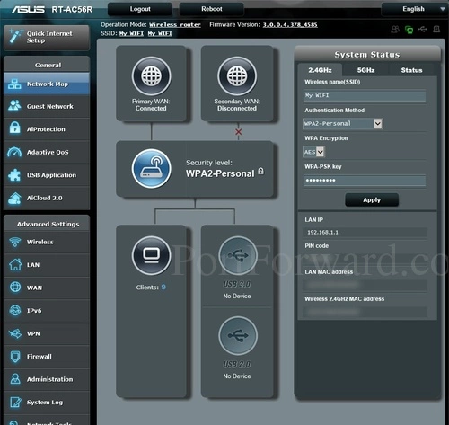 Asus RT-AC56R Network Map