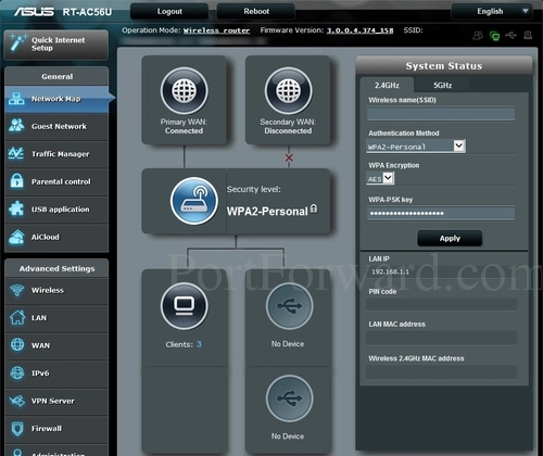 Asus RT-AC56U Network Map