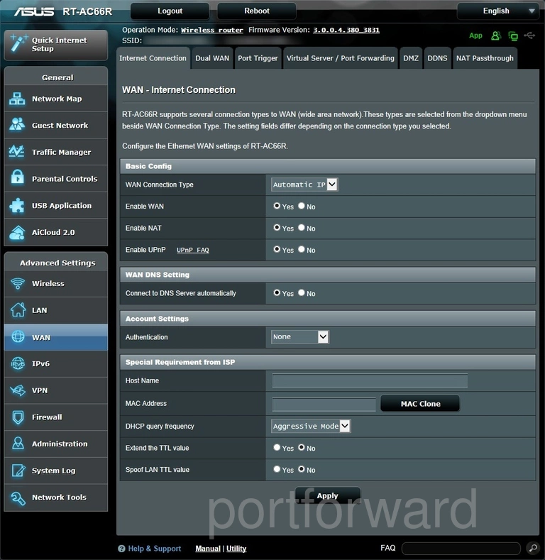 router wan setup