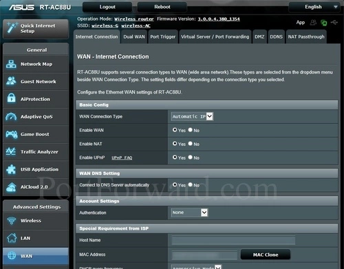 Asus RT-AC88U Internet Connection