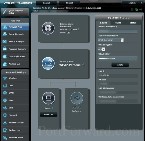 Asus RT-ARCH13 Network Map