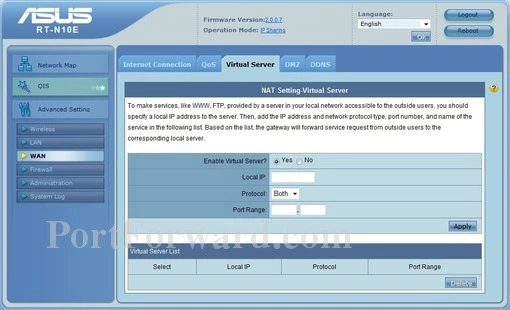 Asus RT-N10Ev2 port forward