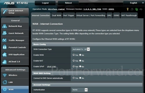 Asus RT-N18U Internet Connection