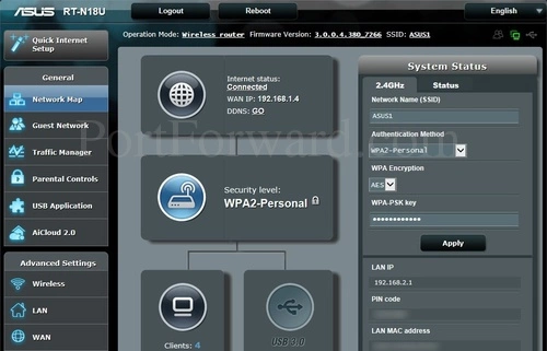 Asus RT-N18U Network Map