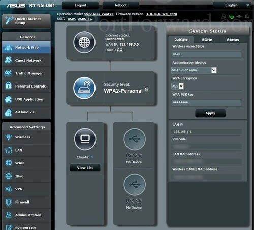 Asus RT-N56UB1 Network Map