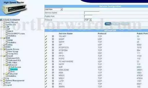 Asus RX3041H port forward
