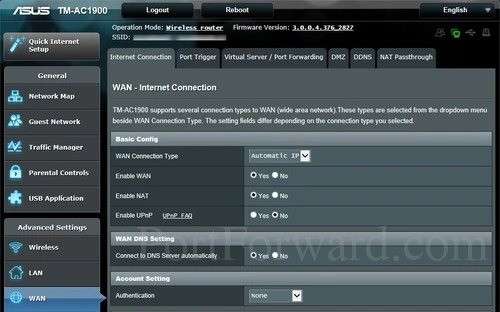 Asus TM-AC1900 WAN Internet Connection