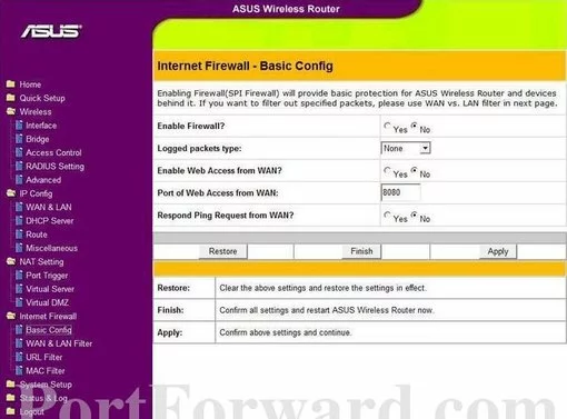 Asus WL-520GC port forward