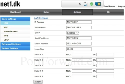 ATEL ALR-U270 LAN Settings