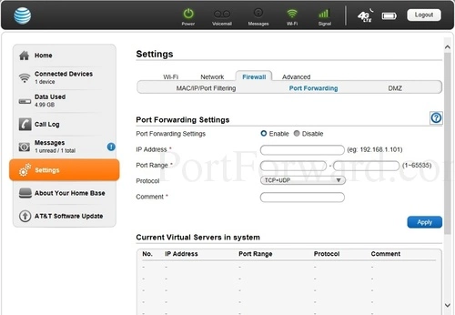 ATnT Home Base Port Forwarding