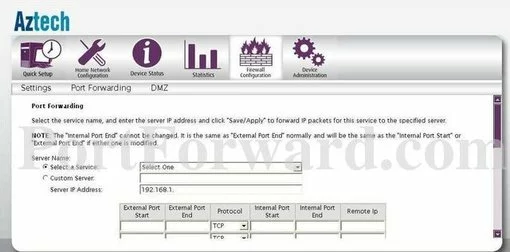 Aztech DSL-1015EN-L port forward