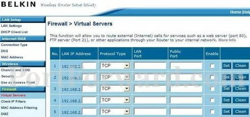 Belkin F5D7010 port forward