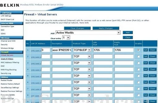 Belkin F5D7632ef4a port forward