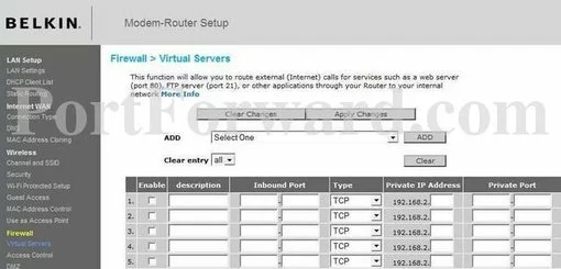 Belkin F5D8635au4A port forward
