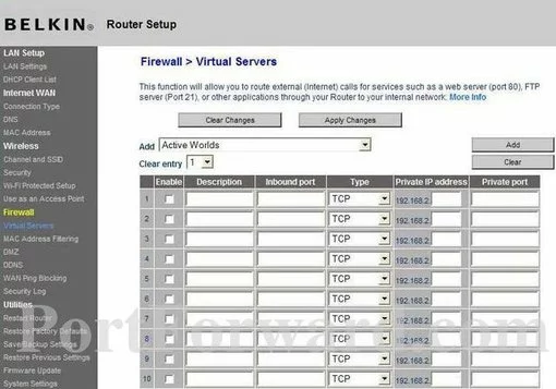 Belkin F7D1301v1 port forward