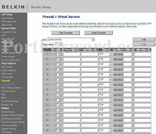 Belkin F7D4301v1 port forward