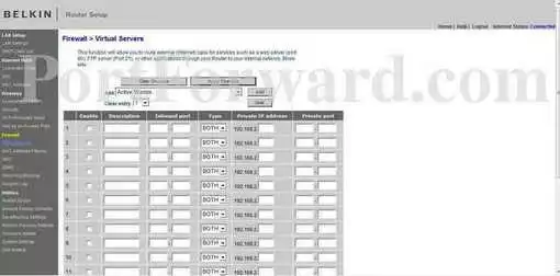 Belkin F9K1001v1 port forward
