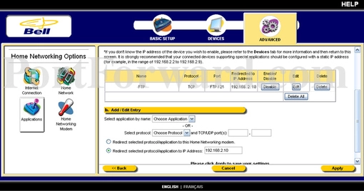 Bell Speedstream6300 port forward