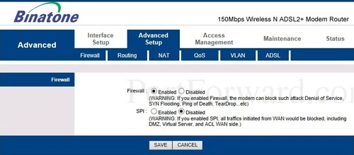 Binatone DT-850W Firewall