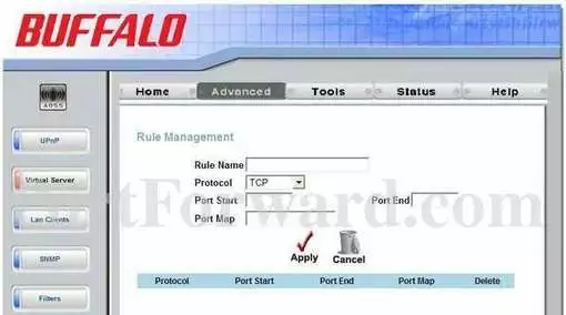 Buffalo WBMR-G54 port forward