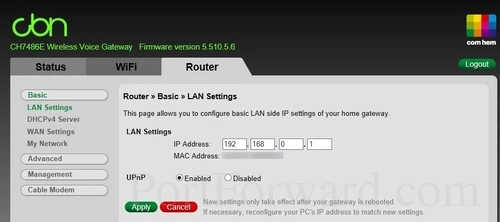 CBN CH7486E LAN Settings