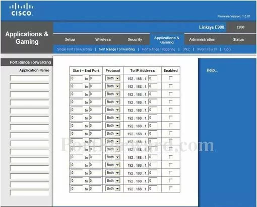 Cisco Linksys-E900 port forward